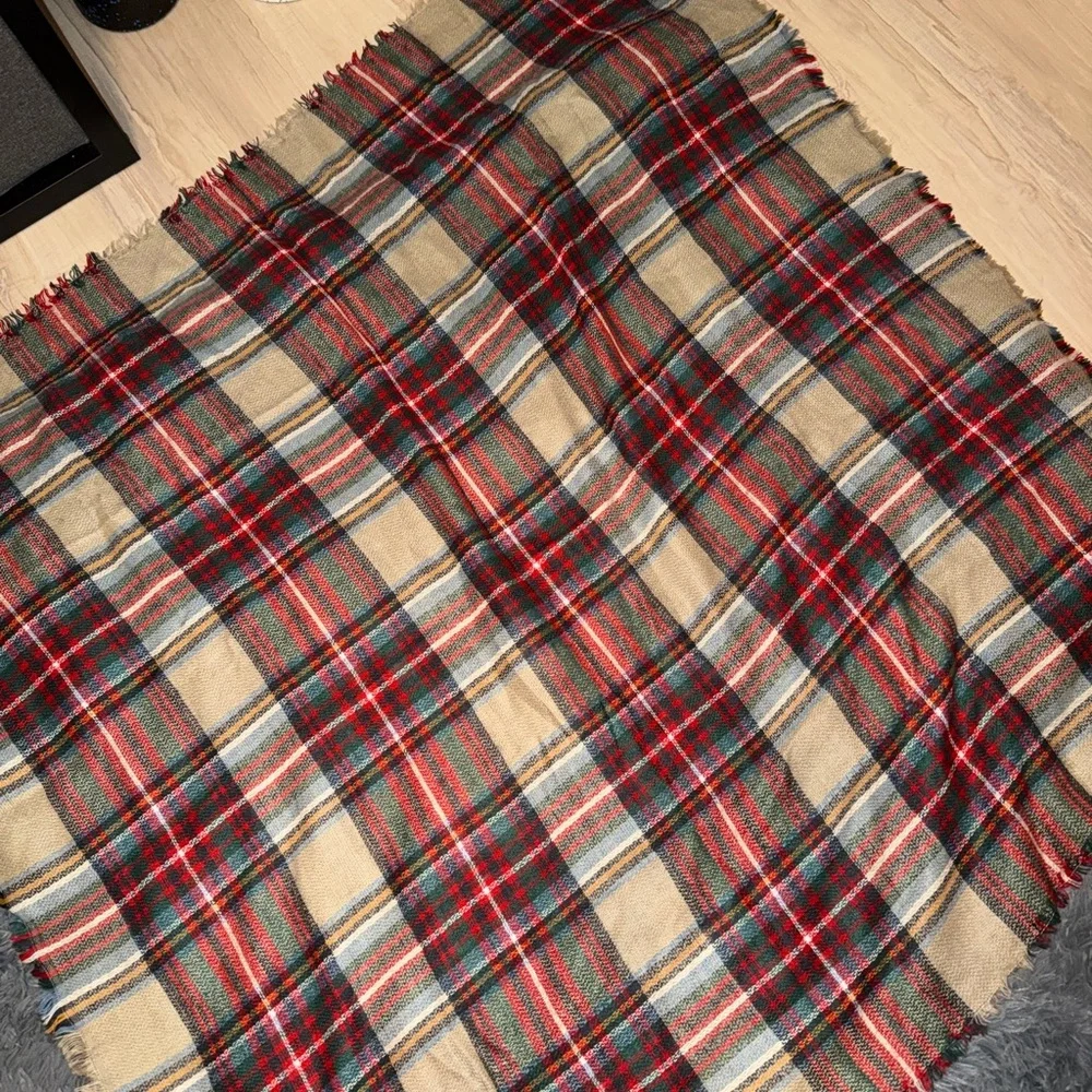 Plaid Holiday Scarf/Throw - Red, Green, and Tan
